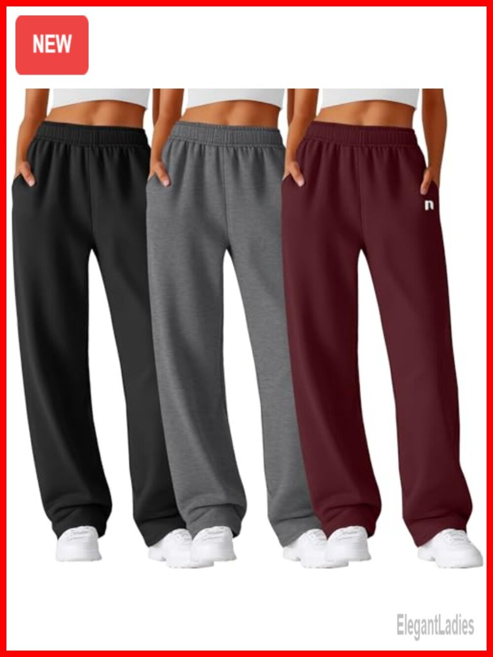 Women's Baggy Lounge Sweatpants Wide Leg 3 Pack Athletic Pants